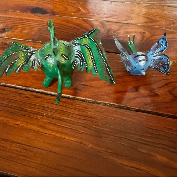 TONALA Mexico Small Animals Bobble Head Handmade Creatures Blue & Green Set of 2 - Picture 11 of 11